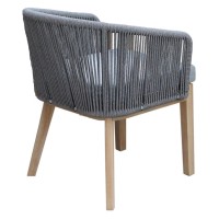 Dexi 24 Inch Set Of 2 Dining Chairs, Acacia Wood Frame, Gray Woven Rope