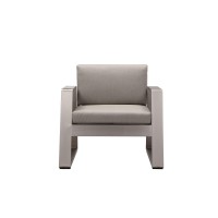 Xia 32 Inch Armchair, Gray Aluminum Frame, Fade Resistant Fabric Cushions