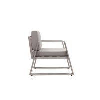 Xia 32 Inch Armchair, Gray Aluminum Frame, Fade Resistant Fabric Cushions