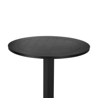 Keli 43 Inch Outdoor Bar Table, Black Aluminum Frame, Foldable Design