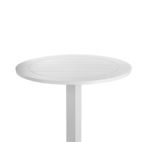 Keli 43 Inch Outdoor Bar Table, White Aluminum Frame, Foldable Design