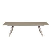 Phil 48 Inch Coffee Table, Tempered Glass Top, Smooth Gray Aluminum Frame