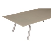 Phil 48 Inch Coffee Table, Tempered Glass Top, Smooth Gray Aluminum Frame