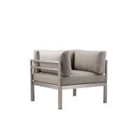 Cilo 34 Inch Outdoor Armchair, Gray Aluminum, Water Resistant Cushions