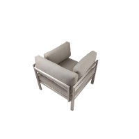 Cilo 34 Inch Outdoor Armchair, Gray Aluminum, Water Resistant Cushions