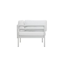 Cilo 34 Inch Outdoor Armchair, White Aluminum, Water Resistant Cushions