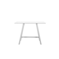 Keli 43 Inch Bar Table, Classic White Aluminum Frame, Rectanglular Top