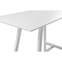 Keli 43 Inch Bar Table, Classic White Aluminum Frame, Rectanglular Top