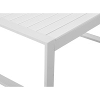 Lark 35 Inch Outdoor Coffee Table, White Aluminum Frame, Polyresin Top