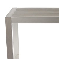 Kylo 59 Inch Outdoor Bar Table, Gray Aluminum Frame, Plank Surface, Large