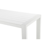 Kylo 59 Inch Outdoor Bar Height Table, White Aluminum Frame, Plank Surface