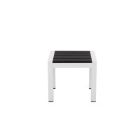 Josh 18 Inch Side End Table, Jet Black Polyresin Planks, Aluminum Frame