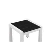 Josh 18 Inch Side End Table, Jet Black Polyresin Planks, Aluminum Frame