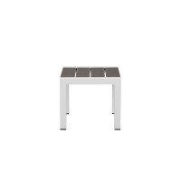 Josh 18 Inch Side End Table, Smooth Gray Polyresin Planks, Aluminum Frame