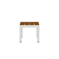 Josh 18 Inch Side End Table, Rich Brown Polyresin Planks, Aluminum Frame