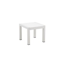 Josh 18 Inch Side End Table, Polyresin Planks, Crisp White Aluminum Frame