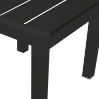 Josh 18 Inch Side End Table, Polyresin Planks, Jet Black Aluminum Frame