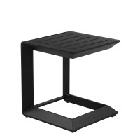 Kili 20 Inch Side End Table, Geometric Design, Jet Black Aluminum Frame