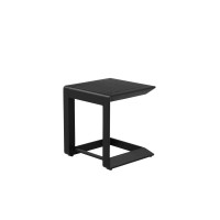 Kili 20 Inch Side End Table, Geometric Design, Jet Black Aluminum Frame