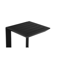 Kili 20 Inch Side End Table, Geometric Design, Jet Black Aluminum Frame