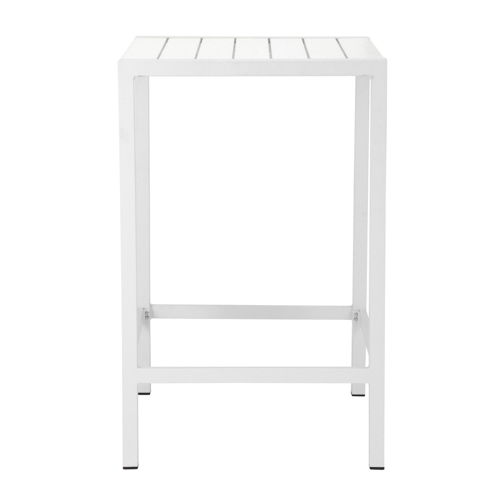 Kylo 43 Inch Outdoor Bar Table, Crisp White Aluminum Metal Frame, Small