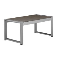 Kili 35 Inch Coffee Table, Polyresin Surface, White Gray Aluminum Frame