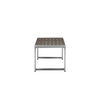 Kili 35 Inch Coffee Table, Polyresin Surface, White Gray Aluminum Frame