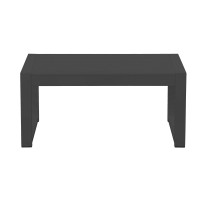 Kili 35 Inch Coffee Table, Polyresin Surface, Jet Black Aluminum Frame