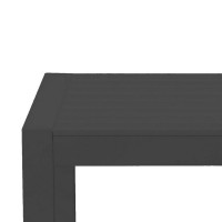 Kili 35 Inch Coffee Table, Polyresin Surface, Jet Black Aluminum Frame