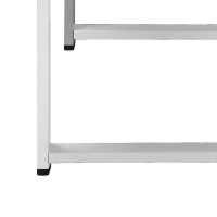 Kili 35 Inch Coffee Table, Gray Polyresin Top, Crisp White Aluminum Frame