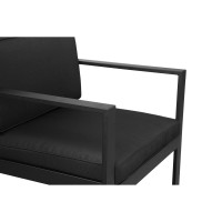 Kili 29 Inch Armchair, Jet Black Aluminum Frame, Water Resistant Fabric
