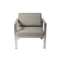Kili 29 Inch Armchair, Sleek Silver Aluminum Frame, Water Resistant Fabric