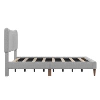 Tripp Modern Full Platform Bed Frame With Channel Tufted Headboard, Gray