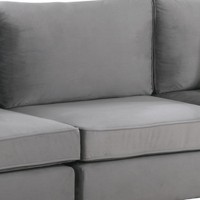 Moshe 90 Inch Modern 3 Piece Sofa With Pillows, Modular Seats, Gray Velvet