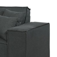 Kenzo 76 Inch Modular Loveseat With Pillows, Padded Seats, Dark Gray Fabric