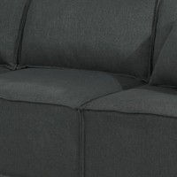 Makai 104 Inch Modular Sofa With Pillows, Square Arms, Welt Trim, Dark Gray