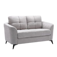 Odin 2 Piece Sofa And Loveseat Set, Tufted Cushions, Light Gray Velvet