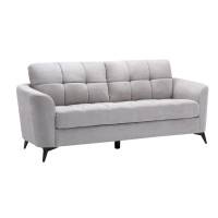 Odin 2 Piece Sofa And Loveseat Set, Tufted Cushions, Light Gray Velvet