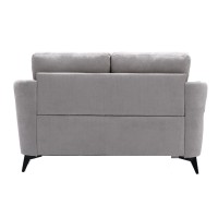 Odin 60 Inch Modern Loveseat, Tufted Cushions, Light Gray Velvet Upholstery