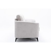 Odin 60 Inch Modern Loveseat, Tufted Cushions, Light Gray Velvet Upholstery
