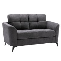 Odin 2 Piece Sofa And Loveseat Set, Tufted Cushions, Gray Velvet Upholstery