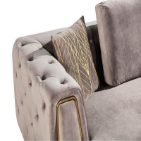 Luxi 54 Inch Accent Chair, Classic Button Tufted Gray Velvet Upholstery
