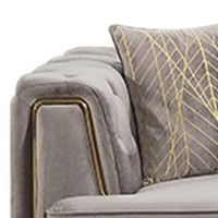 Luxi 83 Inch Sofa, Soft Gray Velvet Upholstery, Modern Chesterfield Design
