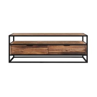 Livia 50 Inch Modern Rectangle Coffee Table With 2 Drawers And Shelf, Black