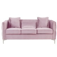 Joel Modern 2 Piece Sofa And Loveseat Living Room Set, Tufted Pink Velvet