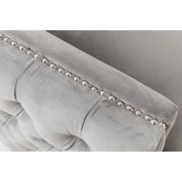 Joel 34 Inch Modern Sofa Armchair With 1 Pillow, Gray Velvet, Silver Legs