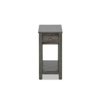 Nili 24 Inch Side End Table, Warm Gray Finish, Single Drawer And Shelf