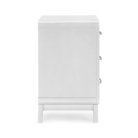 Peri 29 Inch Nightstand, 3 Drawers, Classic Crisp White, Solid Wood Frame
