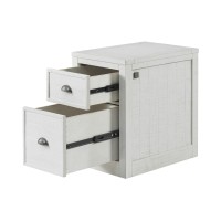 Fiya 24 Inch 2 Drawer Wood File Cabinet With Biometric Lock, White Finish