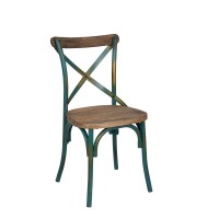 Acme Zaire 1-Piece Wooden Side Chair In Antique Turquoise And Antique Oak
